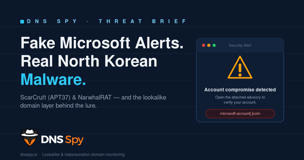 Fake Microsoft Security Alerts, Real North Korean Malware: The Domain Layer Behind ScarCruft's NarwhalRAT Campaign
